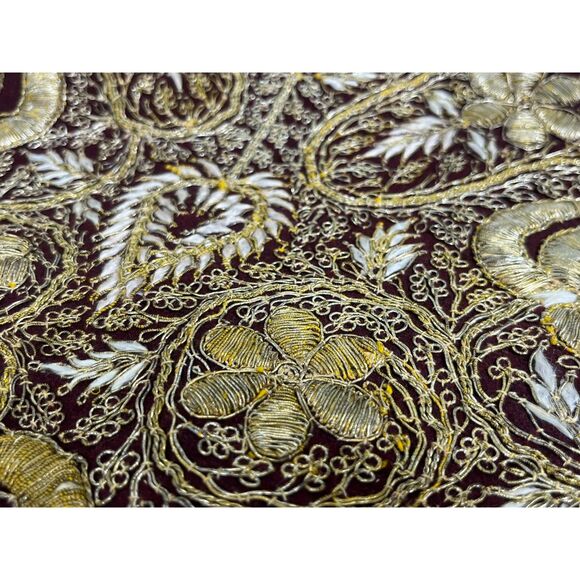 18th Century Embroidered Zardozi Gold Thread Tapestry India Wall Hanging - Picture 5 of 8